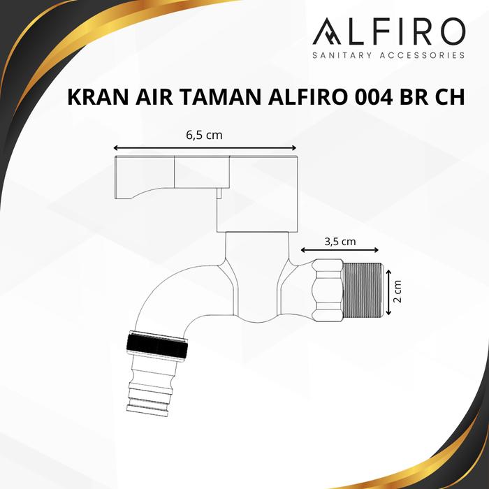 Kran Alfiro 004 BR CH – Kran Mesin Cuci/Outdoor Brass 1/2 Inch, Kran Taman Berkualitas, Kuat, Tahan Lama. - Gambar 2
