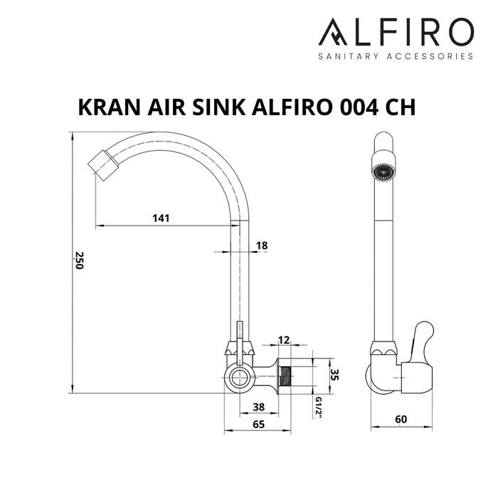 Kran Air Alfiro 004 CH – Kran Dapur, Chrome Elegan, Putar Fleksibel, Kuat Tahan Lama - Gambar 3
